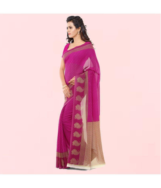 Anand Pink Georgette Saree - - Pink