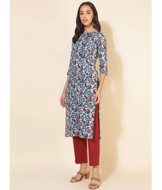 Janasya Cotton Printed Straight Womens Kurti - Multicoloured ( Pack of 1 ) - None