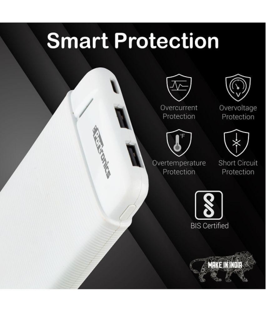 Portronics Power Pro 10K:10000mAh Power Bank with Dual Output ,White (POR 1209) - White