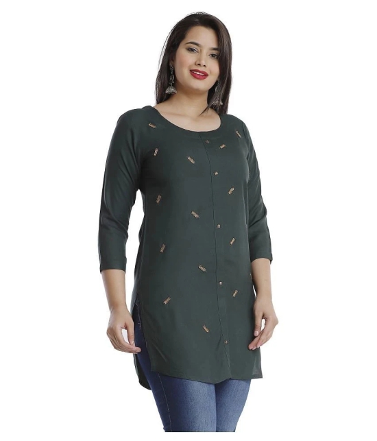 JC4U - Green Viscose Womens Straight Kurti - XL