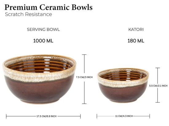 Handcrafted Stoneware Reactive Glaze Ceramic Dinner Set, 20 Pieces Serving for 6, Microwave and Dishwasher Safe, Bone-ash Free, Crockery Set for Dining and Gifting, Peanut Brown