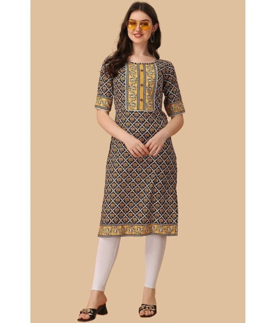 Glomee - Black Crepe Womens Straight Kurti ( Pack of 1 ) - None