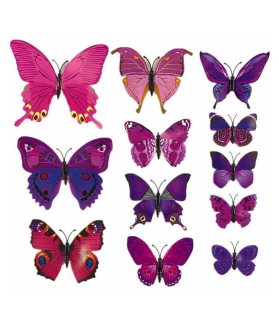 Idream Purple Butterfly Magnet Nature 3D Sticker ( 12 x 9 cms )