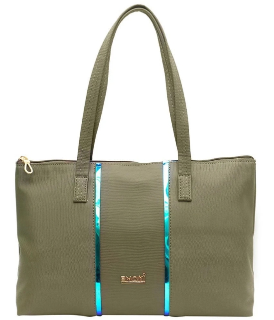 Enoki - Green Faux Leather Tote Bag - Green