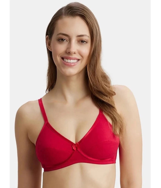 Jockey 1242 Wirefree Non Padded Super Combed Cotton Elastane Cross Over Everyday Bra - Red Love - None