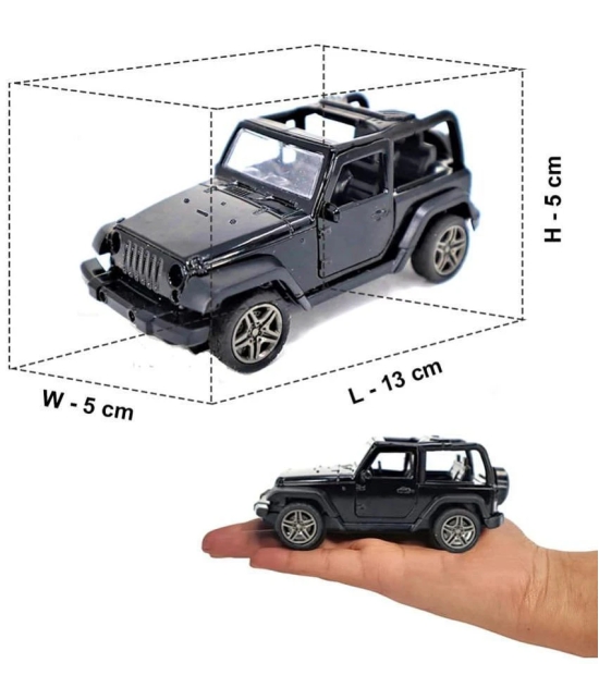 THRIFTKART-Thar Jeep Toy Car | Pull Back Action | Openroof Dual Tone Thar Jeep Car for Kids | Model World Die Cast Model Car | Hot Metal Car with Openable Doors | Gift for Kids Red & Black -