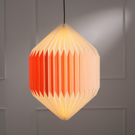 Oblong  - Paper Origami Pendants, Handpleating, Origami Lampshade, Scandinavian Design-Orange