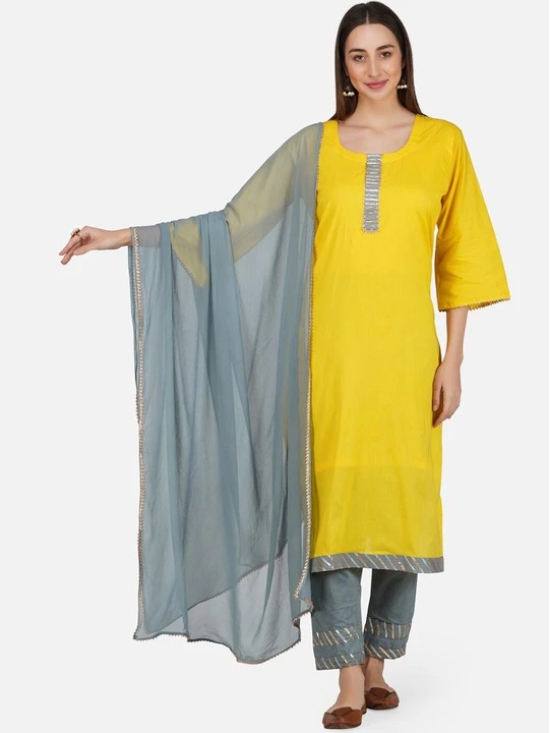 Gotta Patti Pure Cotton Kurta with Trousers & With Dupatta