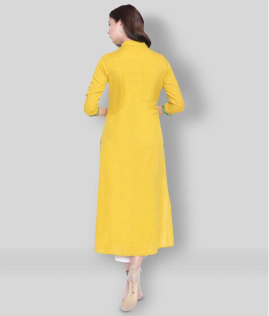 Divena - Yellow Cotton Blend Womens Front Slit Kurti - 3XL