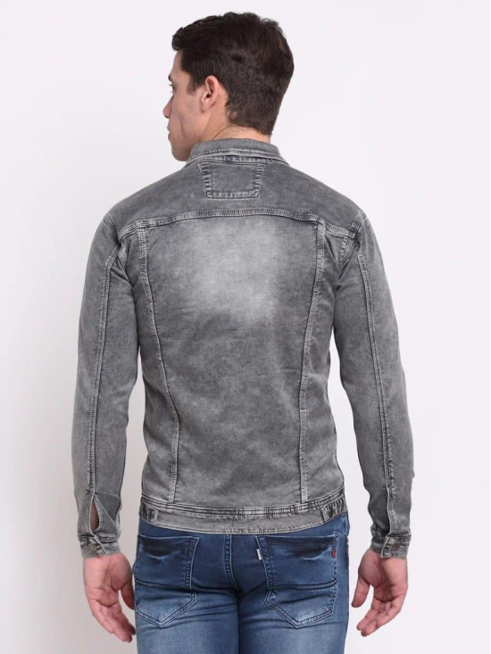 Rodamo Men Grey Slim Fit Washed Cotton Denim Jacket
