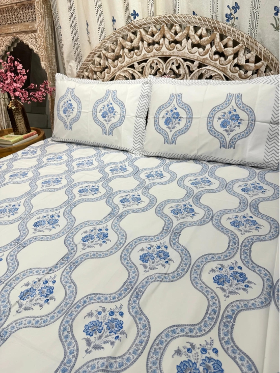 Hand Block Cotton Bedsheet | Neeljaal Bedsheet-Super King