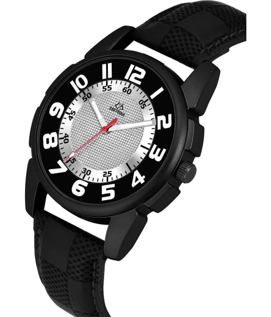 Septem Black Leather Analog Mens Watch