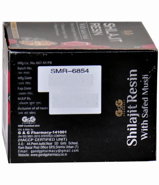 G&G Shilajit Resin With Safed Musli Mens Strength Stamina & Energy 30Gm Pack Of 1