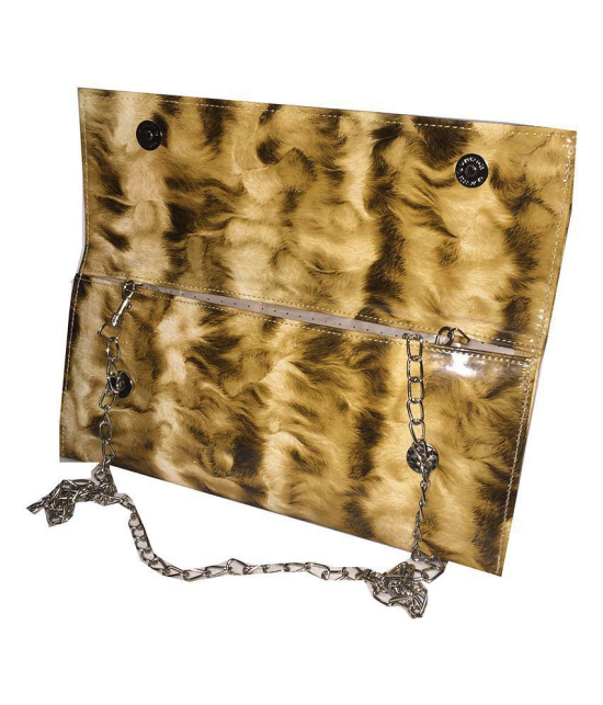 Apnav Gold Fur-design Clutch With Sling Chain