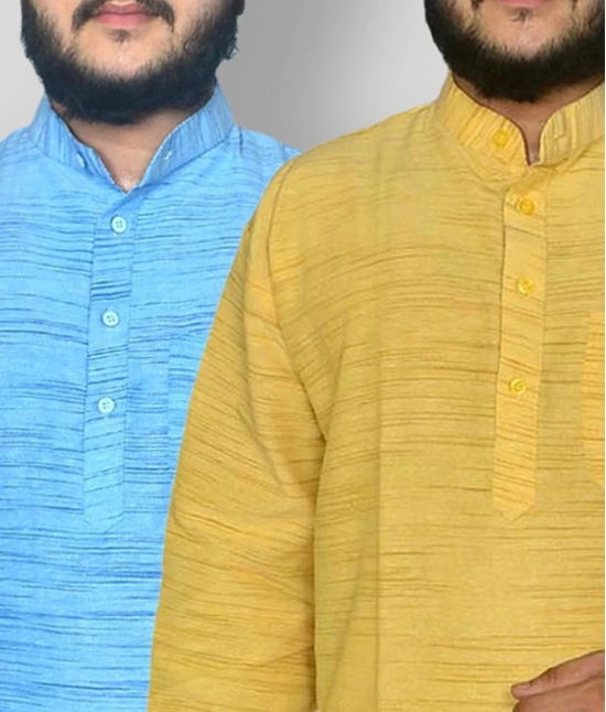 DESHBANDHU DBK - Multicolor Cotton Mens Regular Kurta ( Pack of 2 ) - None