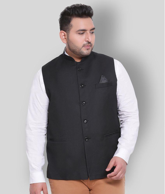 Hangup Black Cotton Blend Nehru Jacket - None