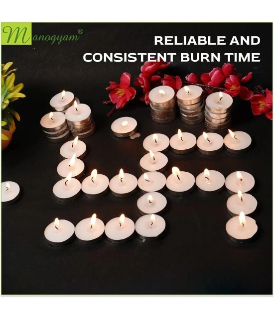 Manogyam White Wax Tea Light Candle 40 cm ( Pack of 2 )