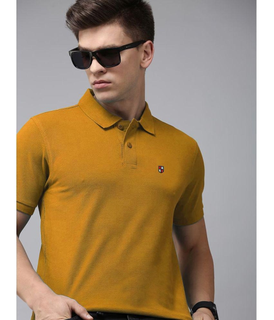 ADORATE - Mustard Cotton Blend Regular Fit Men's Polo T Shirt ( Pack of 1 ) - None