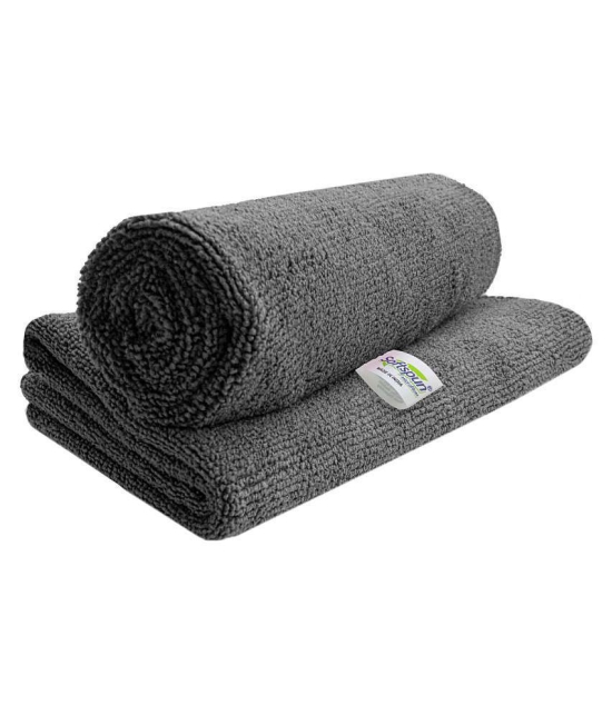 SOFTSPUN Microfiber Cloth - 2 pcs - 40x40 cms - 340 GSM Grey - Thick Lint & Streak-Free Multipurpose Cloths - Automotive Microfibre Towels for Car Bike Cleaning Polishing Washing & Detailing