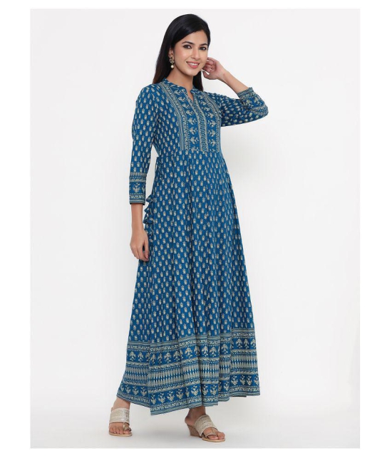 Kbz Turquoise Rayon Anarkali Kurti - S