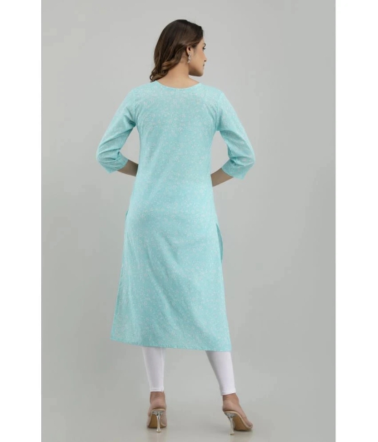 Frionkandy - Light Blue Cotton Womens Straight Kurti ( Pack of 1 ) - None