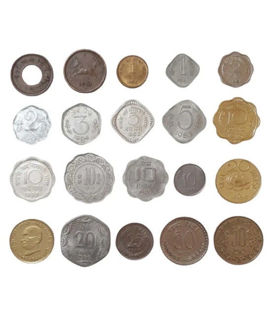 British India & Republic India All Different 20 Coins 1 Pice to 50 Paise Set in Beautiful Coin Wallet / Album,,,Collectible