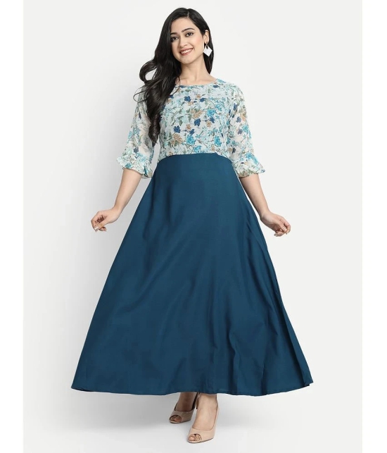 JASH CREATION - Blue Georgette Womens Anarkali Kurti ( Pack of 1 ) - None