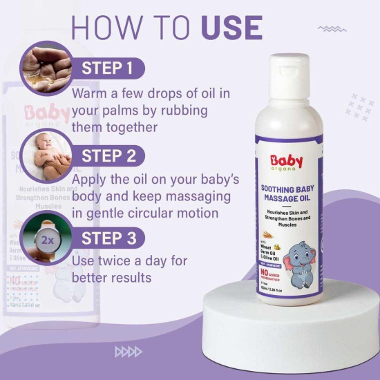 BabyOrgano Soothing Baby Massage Oil, 100ml | Super Blend of 6 Ayurvedic Herbs Oils | 100% Ayurvedic