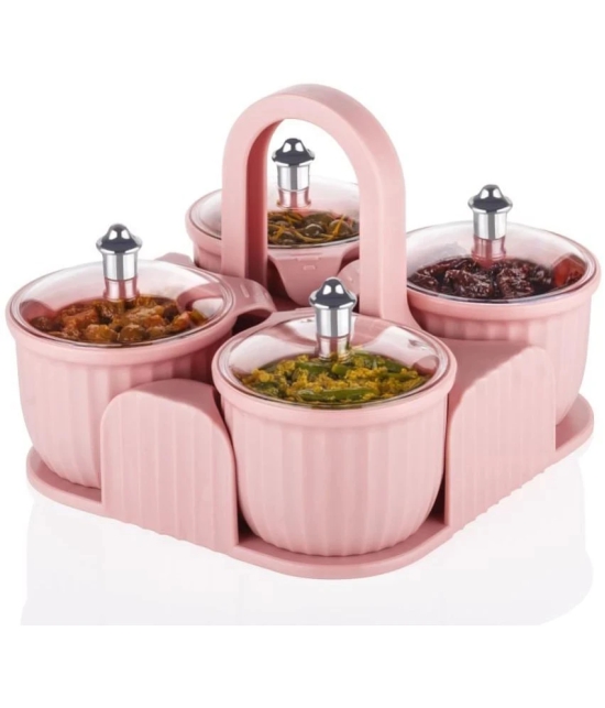 HOMETALES Dry Fruit/Masala/Dal Plastic Pink Pickle Container ( Set of 1 ) - Pink