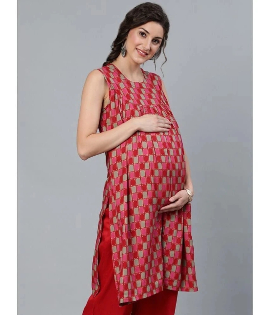 Antaran Red Rayon Womens Maternity Dress ( Pack of 1 ) - L