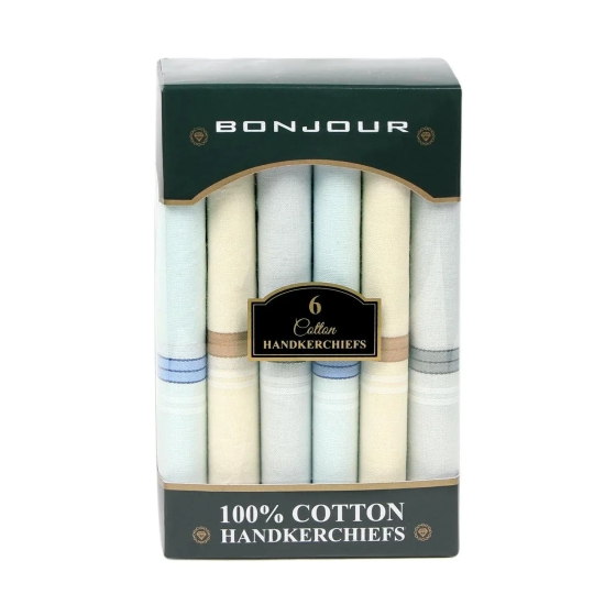 Mens Formal Cotton Handkerchief - A pack of 6 pieces