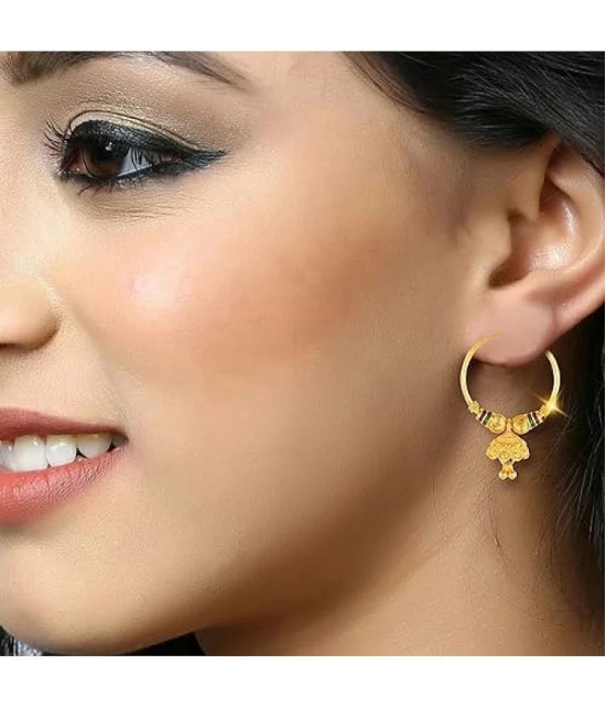 VIVASTRI Golden Bali Earrings ( Pack of 1 ) - Golden