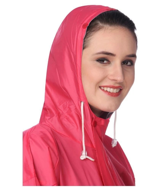 Goodluck Polyester Long Raincoat - Peach - Free Size