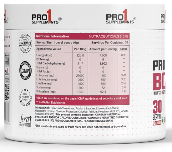 Pro1 Supplements PRO BCAA 180gm Blueberry