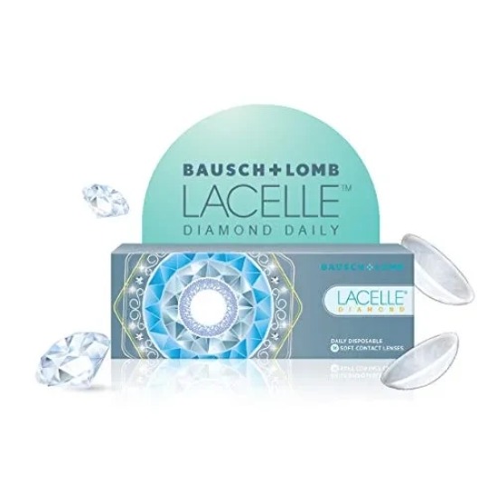 Bausch & Lomb Lacelle Daimond Daily Disposable Colour Contact Lenses (Pack Of 10) (0.00, D-Aqua)-Sapphire blue