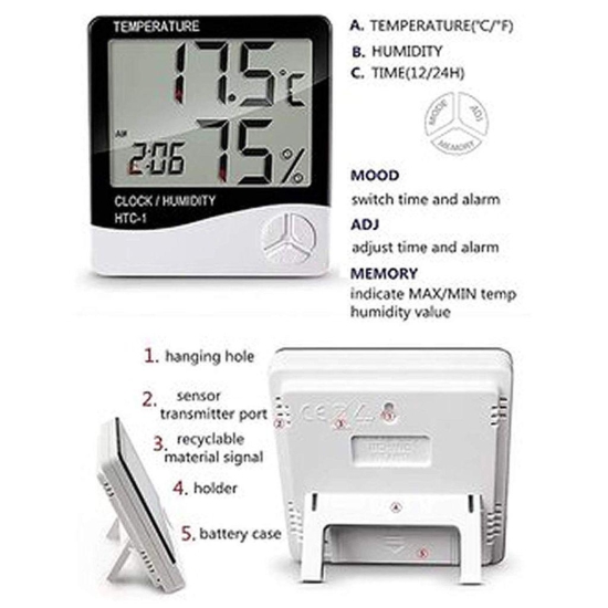 HTC Instrument 103-CTH Digital Indoor Hygrometer Thermometer with Clock by Supreme Traders Supertronics1989