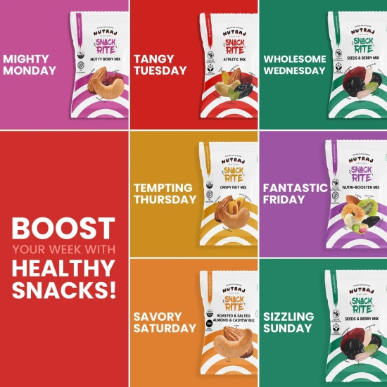 Nutraj Snackrite Trail Mix Combo: 21 Pouches, 7 Varieties + FREE Nut Tiffin (525g)