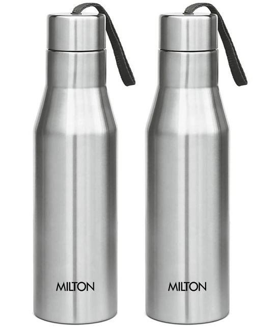 Milton Super 1000 Single Wall Stainless Steel Bottle, Set of 2, 1000 ml Each, Silver | 100% Leak Proof | Office Bottle | Gym Bottle | Home | Kitchen | Hiking | Treking Bottle | Travel Bottle