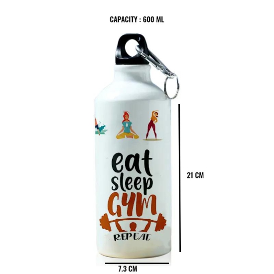 Modest City Beautiful Gym Design Sports Water Bottle 600ml Sipper (Eat Sleep Gym Repeat)