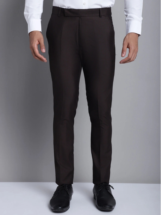 Indian Needle Men's Coffee Tapered Fit Formal Trousers-32 / Brown