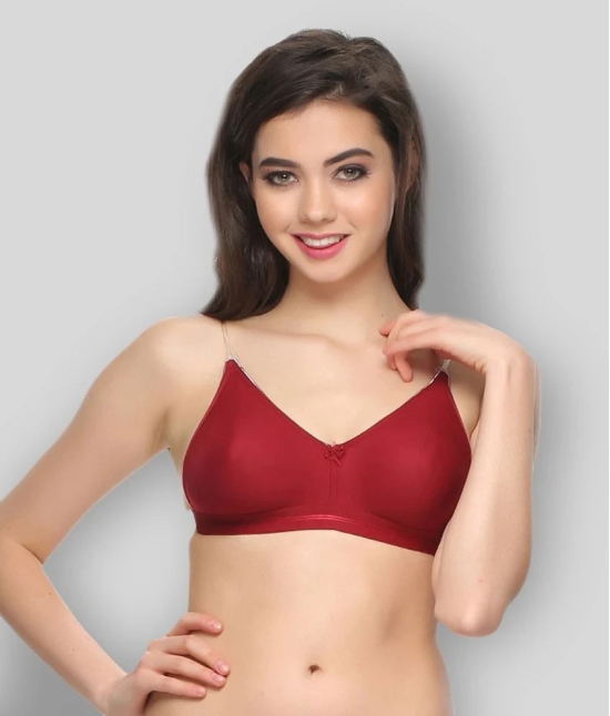 Clovia Pack of 1 Poly Cotton Non Padded Womens Push Up Bra ( Maroon ) - 32B