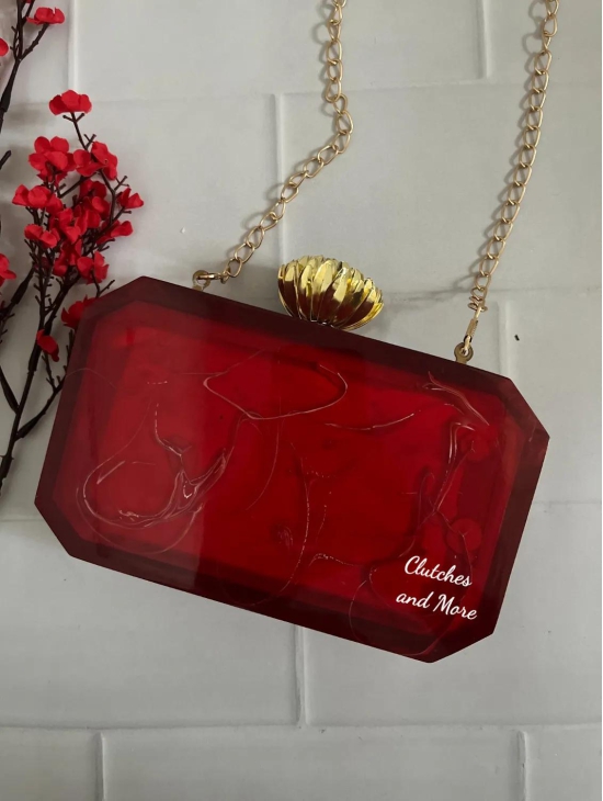 Red Resin Octagon Clutch