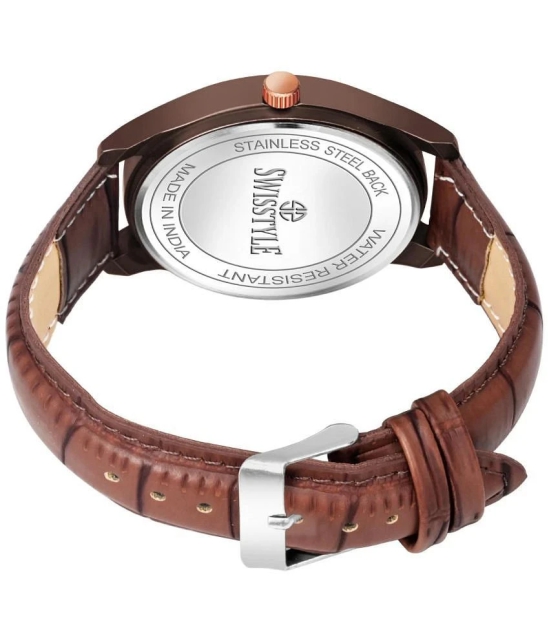 Swisstyle Brown Leather Analog Mens Watch