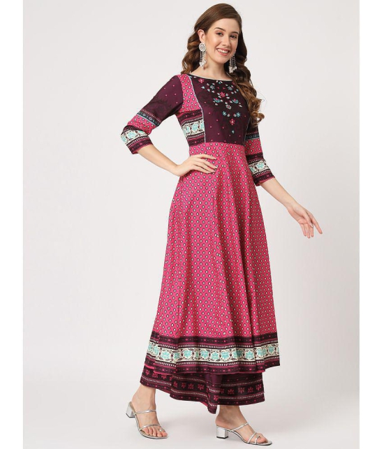 Pannkh - Magenta Rayon Womens Anarkali Kurti ( Pack of 1 ) - None