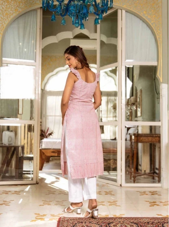 Ruffled Shoulder Striped Kurta Set