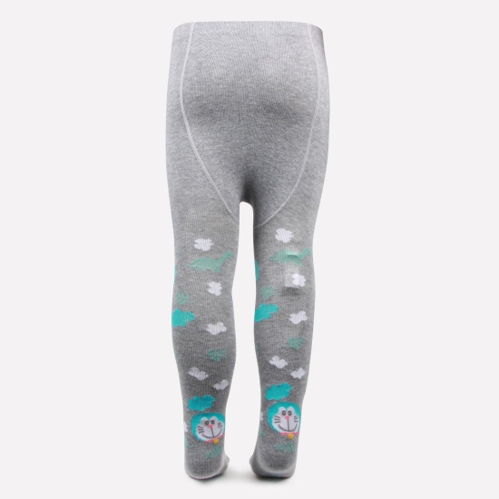 Doraemon Printed Knitted Tights For Baby Girls & Baby Boys - Light Grey Light Grey M 1-2 Years