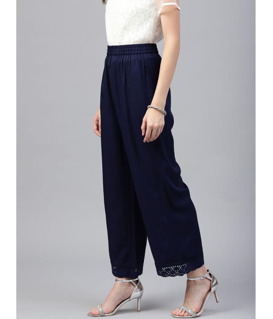 Juniper - Navy Rayon Wide leg Women's Palazzos ( Pack of 1 ) - None