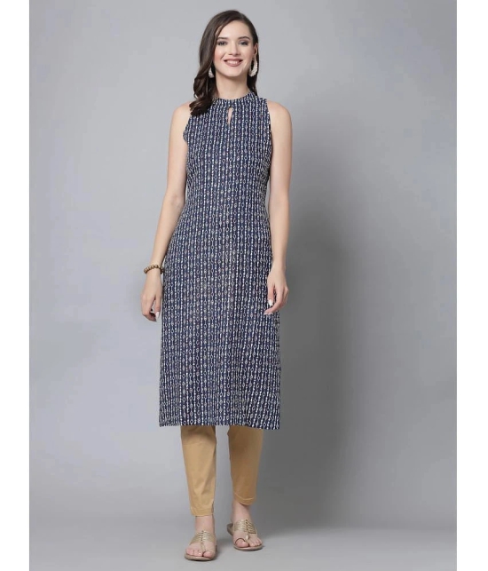 KIPEK Rayon Printed Straight Womens Kurti - Blue ( Pack of 1 ) - None