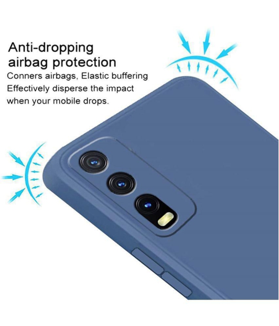 Case Vault Covers - Blue Silicon Plain Cases Compatible For Vivo Y20 ( Pack of 1 ) - Blue