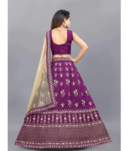 Apnisha Purple Silk Girls Lehenga Choli Set ( Pack of 1 ) - None